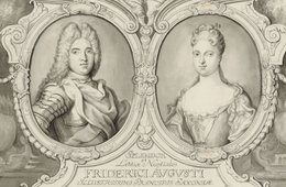 Johann Friedrich Wentzel, Friedrich August von Sachsen und Maria Josepha von Österreich ein Kupferstich mit den Porträts von Friedrich August von Sachsen und Maria Josepha von Österreich
